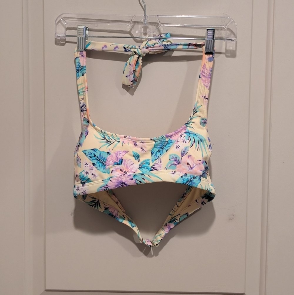 Xhilaration Floral Bikini Top with Tropical Print Large NWOT